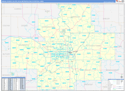 Omaha-Council Bluffs Metro Area Wall Map Basic Style 2026